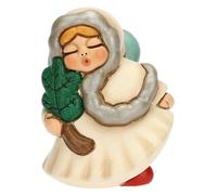 THUN - Regina delle Fate Shaila con Foglia di Abete in Ceramica Decorata a Mano, Linea Bosco Magico, 4.4x4.8x7cm