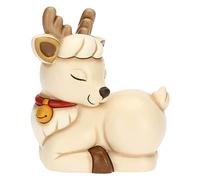 THUN, Renna Robin Seduta in Ceramica Decorata a Mano, Versione Media, Addobbo Natalizio, Idea Regalo, 15 cm