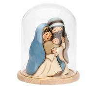 THUN - Sacra Famiglia con campana in vetro - ceramica - Collezione Presepe Classico - 20,5 x 20,5 x 24,5 cm