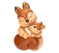 THUN- Scoiattolo Diva con cucciolo - ceramica - Collezione Plumè - 11,7 x 11,3 x 17,9 cm