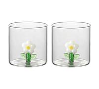 THUN - Set 2 bicchieri in vetro margherita - Borosilicato - Country Bloom - 300 ml