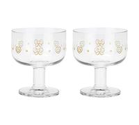 THUN Set 2 Ciotole Multiuso in Vetro con Gambo Corto Gold Icons