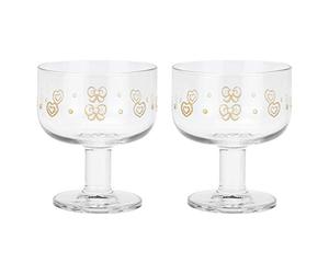 THUN Set 2 Ciotole Multiuso in Vetro con Gambo Corto Gold Icons