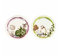 THUN - Set 2 piatti pizza Acqua e Farina, verde e viola - Porcellana,ø 33 cm