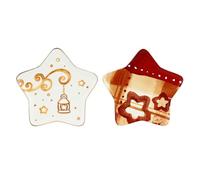 THUN - Set 2 piattini dessert a forma di stella in porcellana Thunland-Ø 19 cm