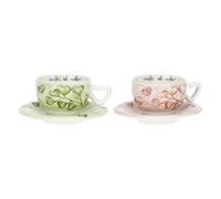 THUN - Set 2 tazze cappuccino - porcelllana - Collezione Cuori in Fiore - 13 x 6 cm