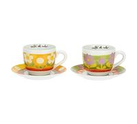 THUN, Set 2 Tazze Colazione in Porcellana Decorata a Mano con Motivi Floreali, Linea Florianne, Ø 18 cm