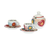 THUN - Set 2 Tazzine caffè e Zuccheriera - Cucina, caffè al Volo - Idea Regalo - Linea It's Time for Fiesta- Porcellana - Tazzina Ø 6,5 cm;110 ml; Piattino Ø 11,5 cm; zuccheriera Ø 5,5 cm, 0,27 l