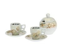 THUN - Set 2 Tazzine caffè e Zuccheriera - Linea Elegance - Porcellana - 110 ml - Ø 6,5 cm - 5,5 cm h - piattino Ø 11,5 cm - zuccheriera 11x11x120 cm h - 110 ml