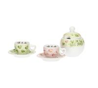 THUN - Set 2 tazzine espresso con zuccheriera - porcelllana - Collezione Cuori in Fiore - 13 x 6 cm