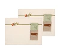 THUN Set 2 tovagliette con tasca e tovagliolo, 100% cotone, Collezione Country Bloom, tovaglietta 33 x 45 cm; tovagliolo 40 x 40 cm