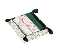 THUN, Set 3 Canovacci Con Cestino In Tessuto In 100% Cotone, Collezione Sorprese di Natale, Idea Regalo per Natale, Cestino 20 x 20 cm, Canovaccio 40 x 60 cm
