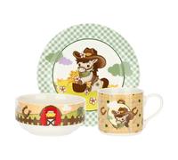 THUN Set 3 Pezzi Porcellana da Tavola Dolce Fattoria, Multicolore, Decorazioni Campagna