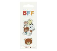 Thun - Set 3 Spille Teddy Friends - Lega di Zinco Smaltata - Teddy: 2,3x0,04x1,9 cm h; Sydney: 2,86x0,04x1,95 cm h; Paul: 2,37x0,04x1,9 cm h; Juan: 1,8x0,04x1,92 cm h; Joy: 1,9x0,04x2,1 cm h