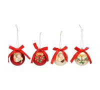 THUN, Set 4 Palline Natalizie Rosso e Oro in Poliestere, Versione Piccola, Collezione Natale, Set Palline Natalizie per Albero di Natale, Idea Regalo per Natale, Ø 6 cm