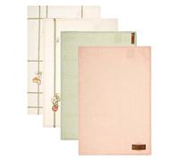 THUN Set 4 strofinacci con scatola in legno, 100% cotone, Collezione Country Bloom, scatola 40 x 60 cm; strofinaccio 60 x 100 cm