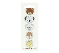 Thun - Set 5 Spille Teddy Friends - Lega di Zinco Smaltata - 2,3x0,04x1,7 cm h