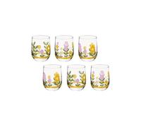 THUN, Set 6 Bicchieri Per Acqua in Vetro Decorato, Linea Florianne, Idea Regalo, Ø 8.5 cm, 10 cm, Capienza 43 cl