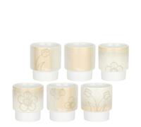 THUN - Set 6 caffeini in porcellana, Pure Elegance - D 5,7cm x H 6,5cm - Porcellana smaltata con smalti apiombici alimentari e decalco alimentari.