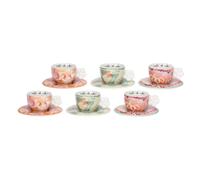 THUN - Set 6 tazzine caffè Bloomia - porcellana - Collezione Giardino di primavera - 90 ml, tazzine Ø 6.5 cm h 5 cm, piattino Ø 11.6 cm