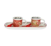 THUN, Set di 2 Mini Mug con Vassoio in Legno, Linea Quokka Love, Mini Mug Ø 5.5 cm, Vassoio 22.7x9.3x2 cm