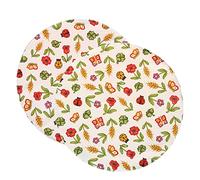 THUN, Set di 2 Sottopiatti in 100% Cotone Ricamato, Linea Estate Fantastica, Ø 40 cm