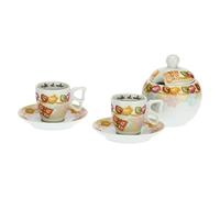 THUN - Set di 2 Tazzine da caffè con Zuccheriera - Linea Grace, Home Is Where Your Family Is - Cucina, caffè al Volo - Porcellana - Tazzina Ø 6,5 cm; 5,5 cm h; 110 ml; Piattino Ø 11,5 cm