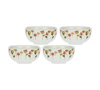 THUN, Set di 4 Ciotole in Porcellana Decorata a Mano con Motivi Floreali, Linea Happy Country, 20 cm
