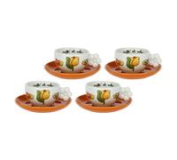 THUN, Set di 4 Tazzine da Caffè in Porcellana con Decorazione Floreale Ispirata ai Prati dell'Alto Adige, Linea Happy Country, Capacità 10.5 cl, Piattino Ø 12 cm