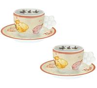 Thun Set di tazzine da caffè Coccinella - In porcellana con piattini, 2 pezzi da 0,10 L