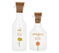 THUN, Set Olio e Aceto In Vetro in Vetro e Sughero, Collezione Happy Country, Ideale per Cucina, Olio Ø 7,37 cm, 21,93 cm, Aceto Ø 8,80 cm, 17,24 cm A