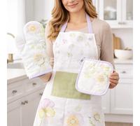 THUN® Set Porta Pana con Grembiule + Presina + Guanto Bloom Multicolor