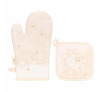 THUN Set presina e guantone, 100% cotone, Collezione Elengance, presina 17 x 17; guantone 18 x 30 cm