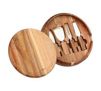 THUN - Set tagliere con coltelli formaggio - legno - Collezione Country Bloom - 25,1 X 25,1 X 4,3 CM