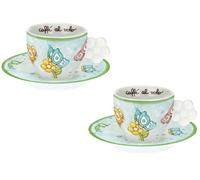 Thun Set tazzine da caffè Farfalla - In porcellana con piattini, 2 pezzi da 100 ml