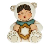 THUN - Soprammobile Bimba con Vestito da Orso Polare e Stella - Accessori per la Casa da Collezionare - Linea Un Pensiero Felice - Formato Grande - Ceramica - 8,4 x 7 x 9 h cm