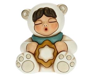 THUN - Soprammobile Bimba con Vestito da Orso Polare e Stella - Accessori per la Casa da Collezionare - Linea Un Pensiero Felice - Formato Grande - Ceramica - 8,4 x 7 x 9 h cm
