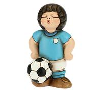 THUN - Soprammobile Bimbo Calciatore Bianco-Azzurro - Accessori Cameretta e Bomboniere - Linea Bomboniera - Formato Piccolo - Ceramica - 4,5 x 4,5 x 7 h cm
