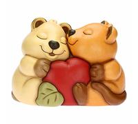 THUN - Soprammobile Coppia Quokka Love in Ceramica Decorata a Mano, Versione Maxi, Linea Quokka, 30.7x17.7x24 cm h