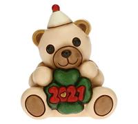 THUN - Soprammobile Orsetto Capodanno Buon 2021 - Accessori per la Casa da Collezionare - Formato Piccolo - Variante Oro - Ceramica - 7,5 x 5,8 x 8,5 h cm