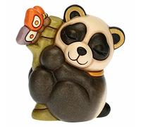 THUN - Soprammobile Panda Lei Decorato a Mano con bambù e Farfalla - Linea Slow Life - Idea Regalo - Ceramica - 8,5x6x8,8 cm h