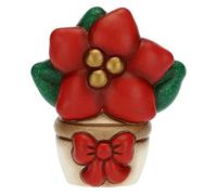 THUN - Natale 2022 - Soprammobile Vasetto con Stella di Natale in Ceramica Decorata a Mano, Versione Mini - Idea Regalo Natale 2022-4.8x3.2x5.5 cm h