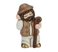 THUN - Statuina Presepe Pastore - Decorazioni Natale Casa - Linea Presepe Classico, Variante Bianca - Ceramica - 8 h cm