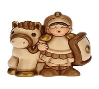 THUN - Statuina Presepe Soldato con Cavallo - Decorazioni Natale Casa - Linea Presepe Classico, Variante Beige - Ceramica - 7,5 x 5,5 x 8,5 h cm