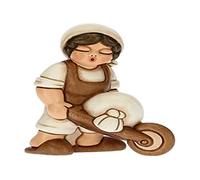 THUN - Statuina Presepe Uomo con Carriola - Decorazioni Natale Casa - Linea Presepe Classico, Variante Bianca - Ceramica - 6 x 4 x 8 h cm