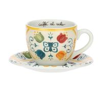 Tazza colazione con piattino in porcellana Eolia