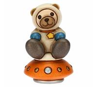 THUN - Teddy Astronauta su Navicella - Living, Icone, Bomboniere Battesimo - Ceramica Dipinta a Mano - 5,4x5,2x7 cm h