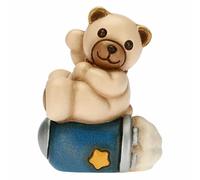 THUN - Teddy Astronauta su Razzo - Living, Icone, Bomboniere Battesimo - Ceramica Dipinta a Mano - 5,2x4,2x7 cm h