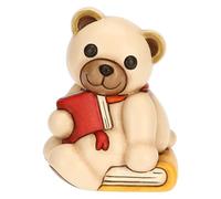 THUN, Teddy con Libro in Ceramica Decorata a Mano, Statuine da Collezione, Idea Regalo, 6.3 x 5.5 x 8.6 cm h