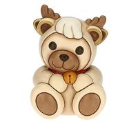 THUN, Teddy Vestito da Renna in Ceramica Decorata a Mano, Versione Media, Addobbo Natalizio, Idea Regalo, 9.5x9x13.2 cm h